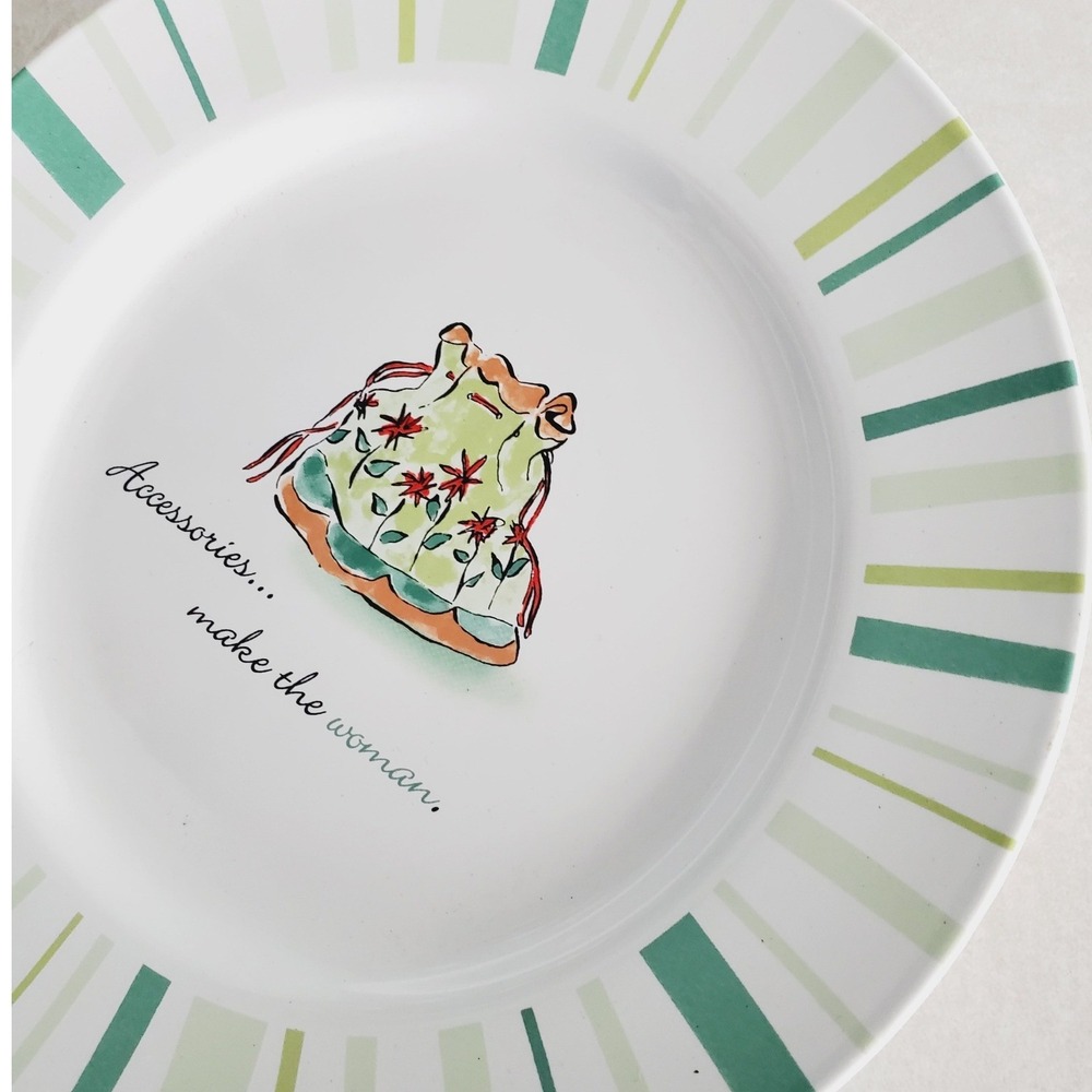 Rosanna 8.25" Replacement Plate White Green Purse Fashion Tea Party Luncheon